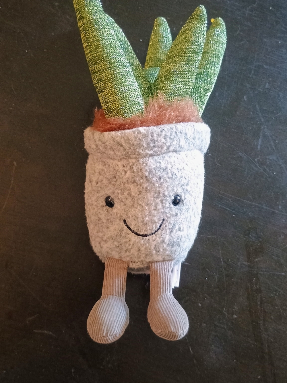Jelly Cat Plush Smiling Succulent Plant Toy - Gray Pot, Green Leaves